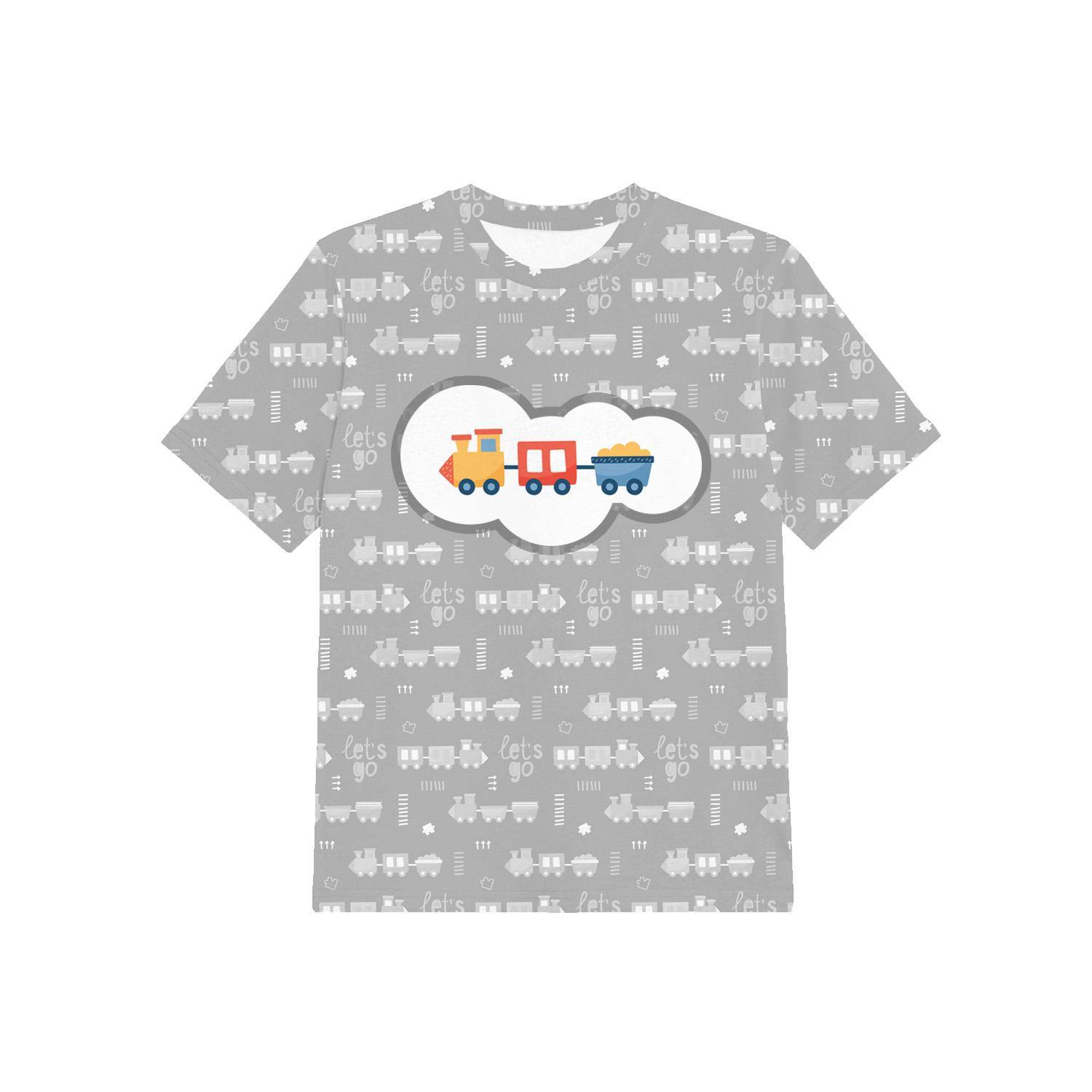 T-SHIRT DZIECIĘCY - LOKOMOTYWY wz. 2 / biały (ADVENTURE BEGINS) - single jersey