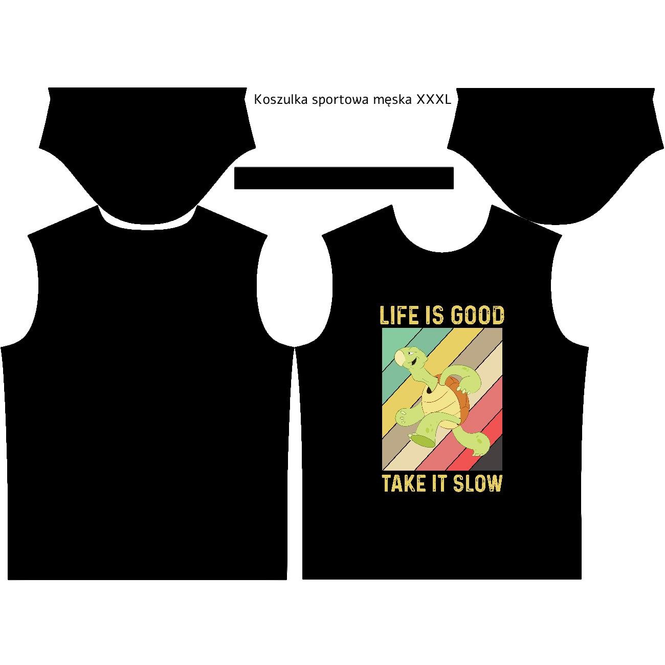 T-SHIRT SPORTOWY MĘSKI - LIFE IS GOOD  / czarny