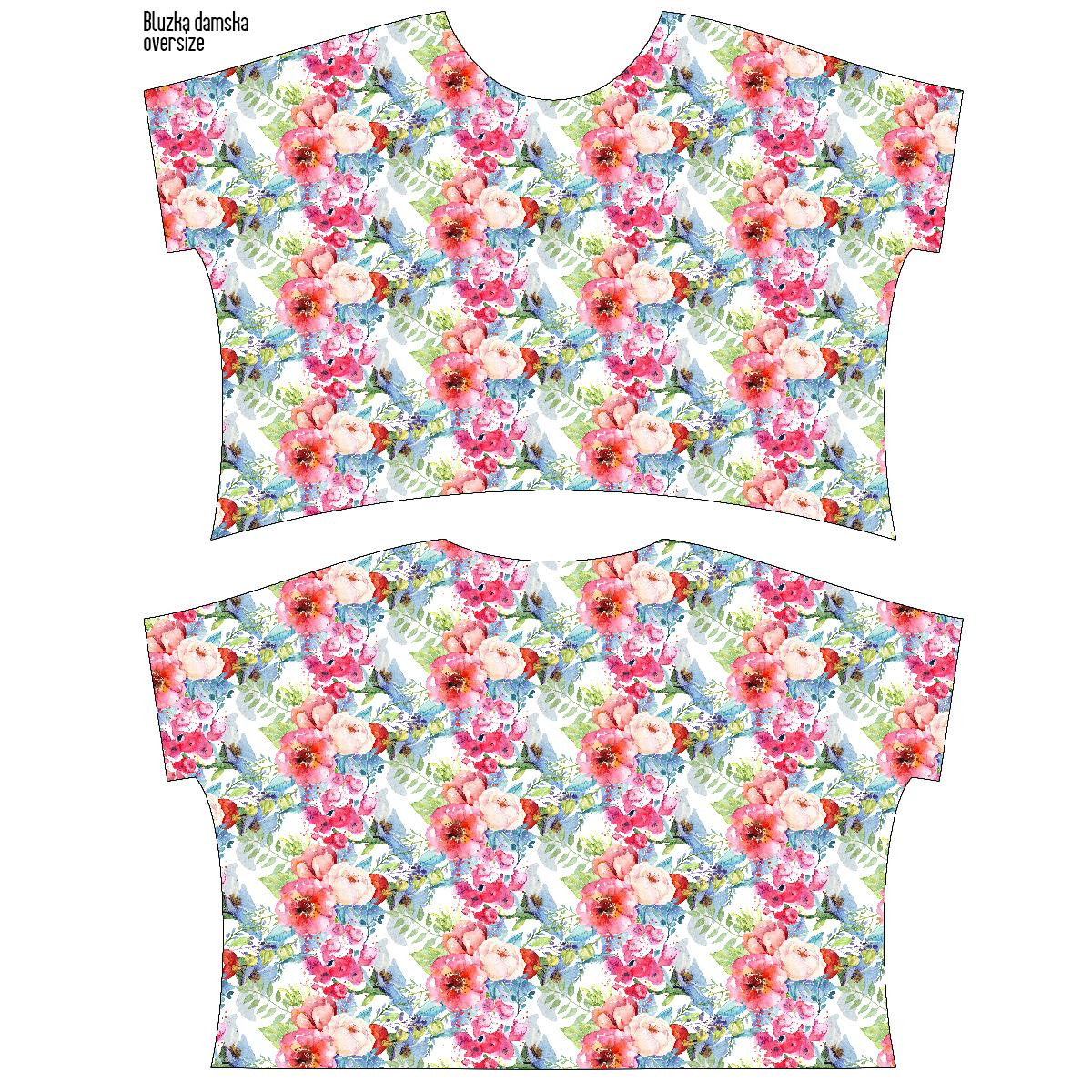 ZWIEWNA BLUZKA OVERSIZE "ELENA" - DZIKA RÓŻA WZ. 3 (NA ŁĄCE) - zestaw do uszycia