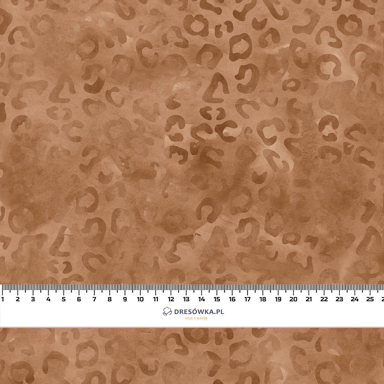 CĘTKI / brązowy (PANTERY ŚNIEŻNE) - tkanina bawełniana