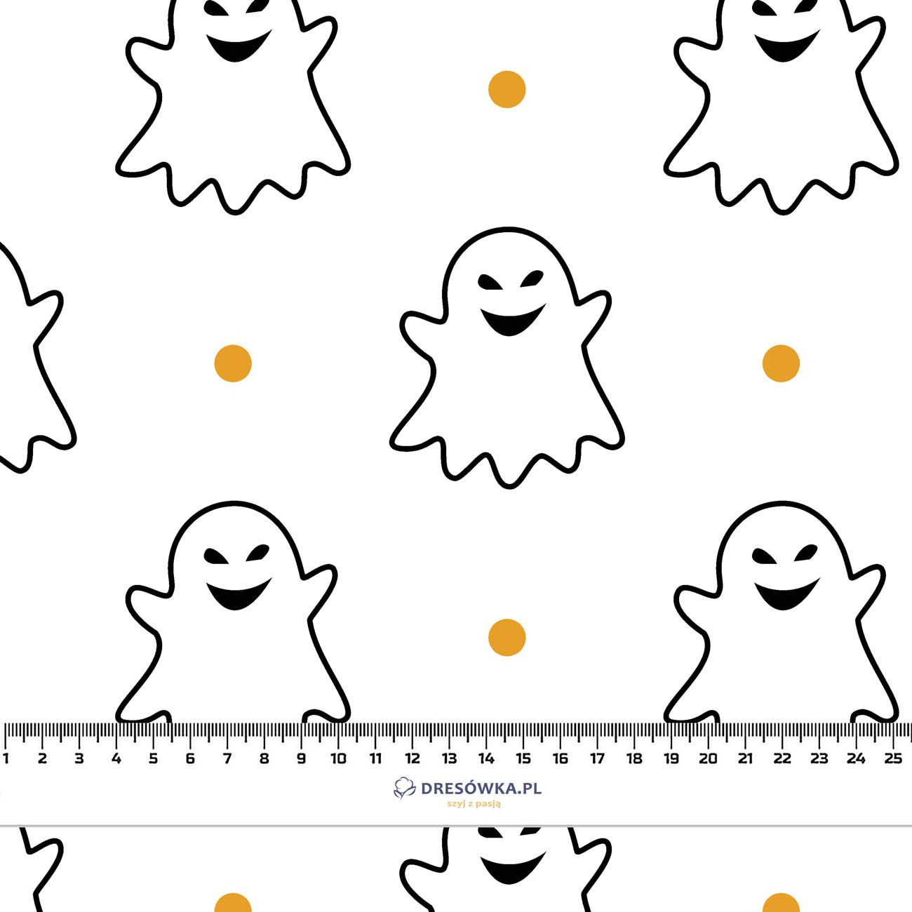 HALLOWEEN KONTUR DUSZKI / biały - tkanina wodoodporna