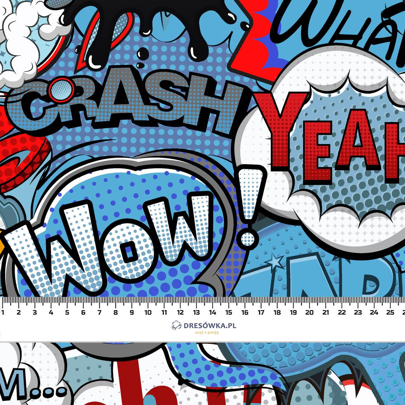 KOMIKS (niebiesko - czerwony) - lekka dzianina drapana