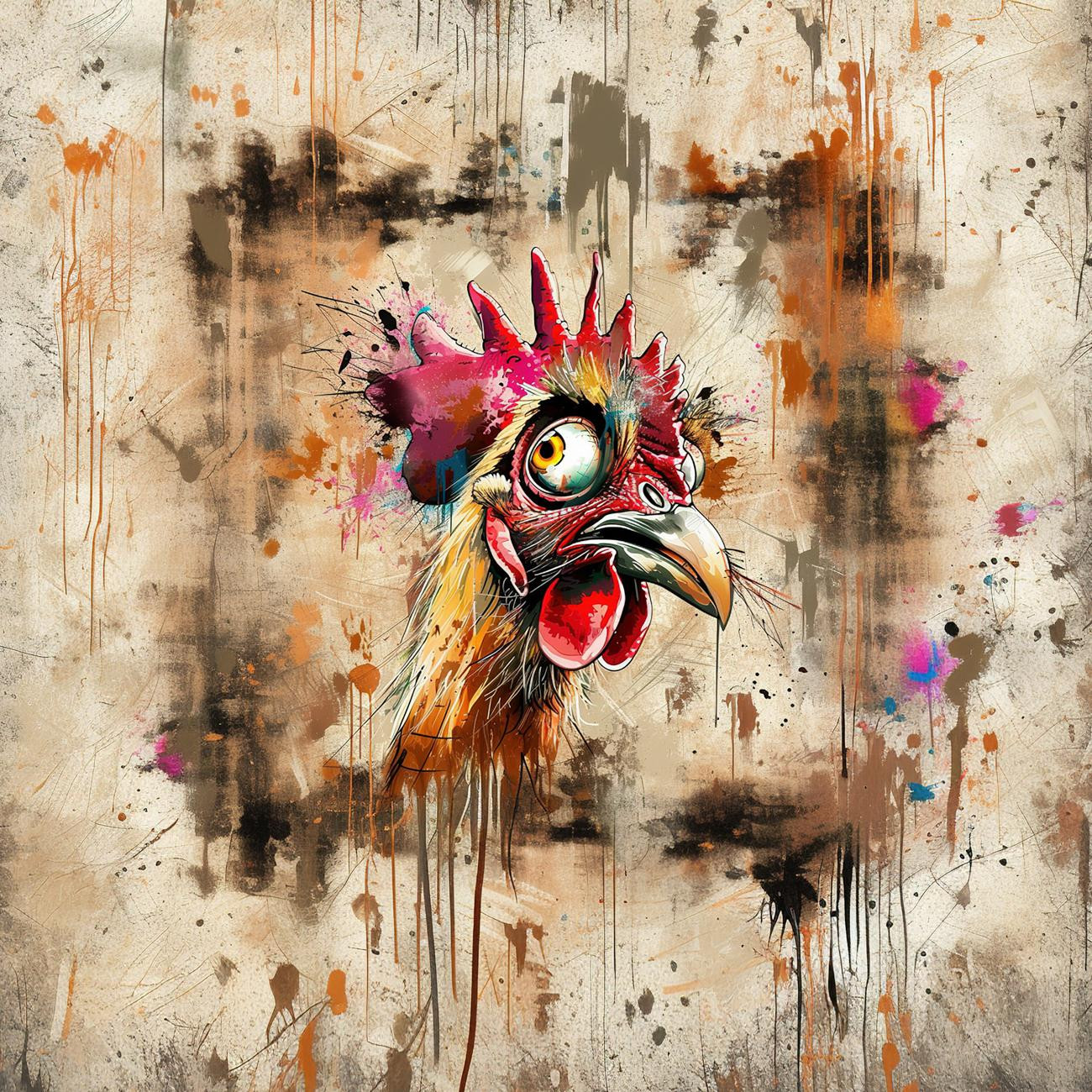 CRAZY CHICKEN - panel (60cm x 50cm)