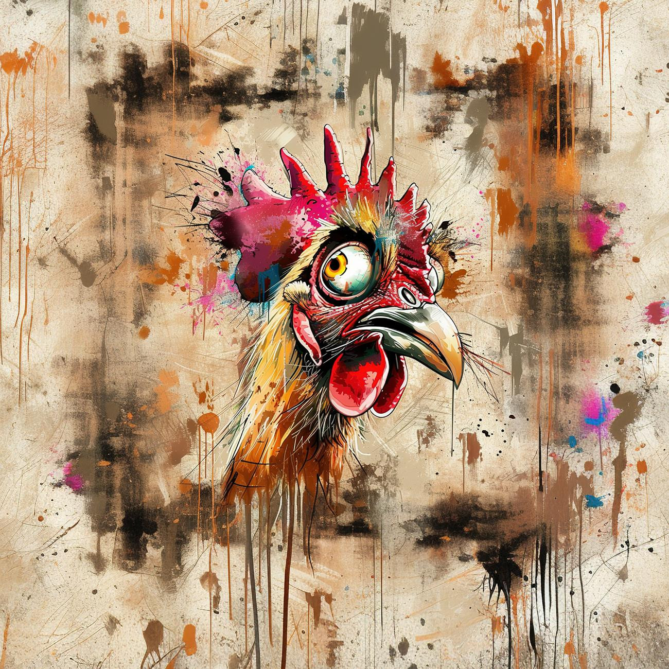 CRAZY CHICKEN - panel (75cm x 80cm)