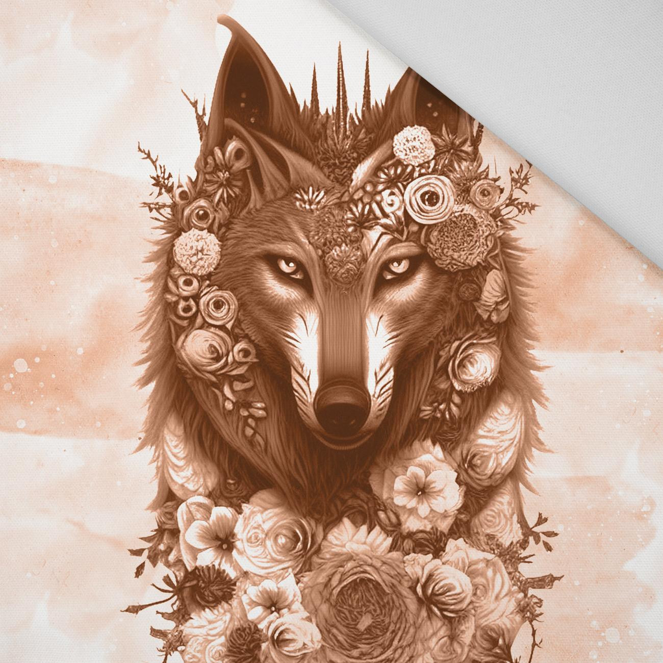 FANTASY WOLF / peach fuzz - PANEL (60cm x 50cm) Panama 220g