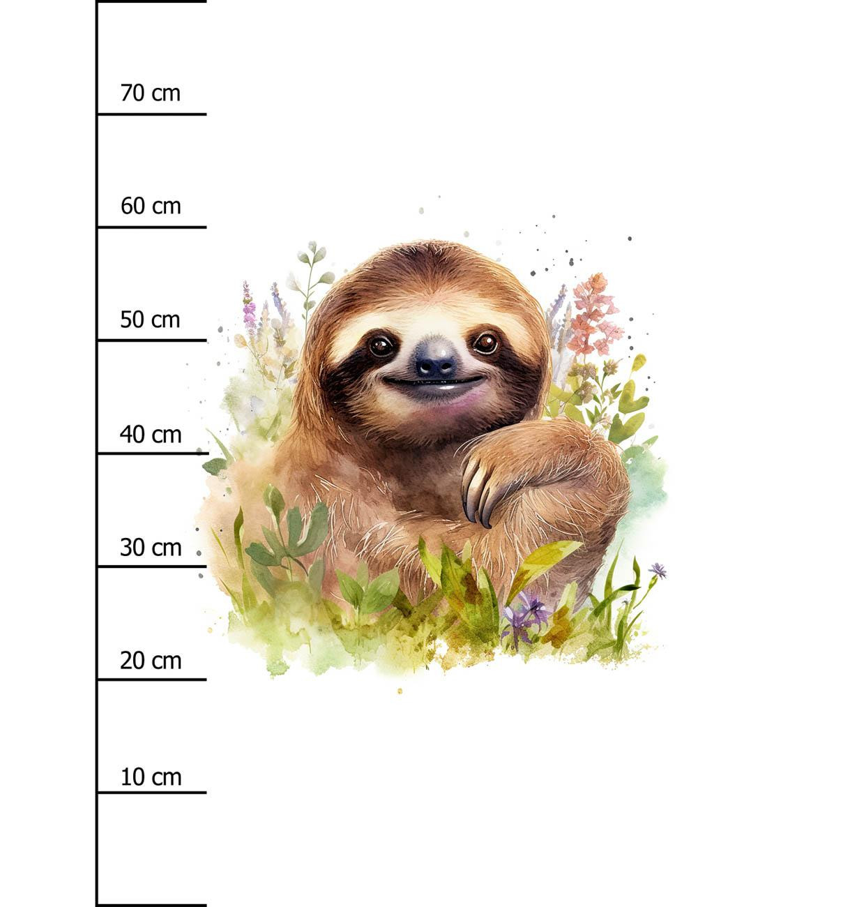 WATERCOLOR SLOTH WZ.2 - panel (75cm x 80cm) dzianina pętelkowa