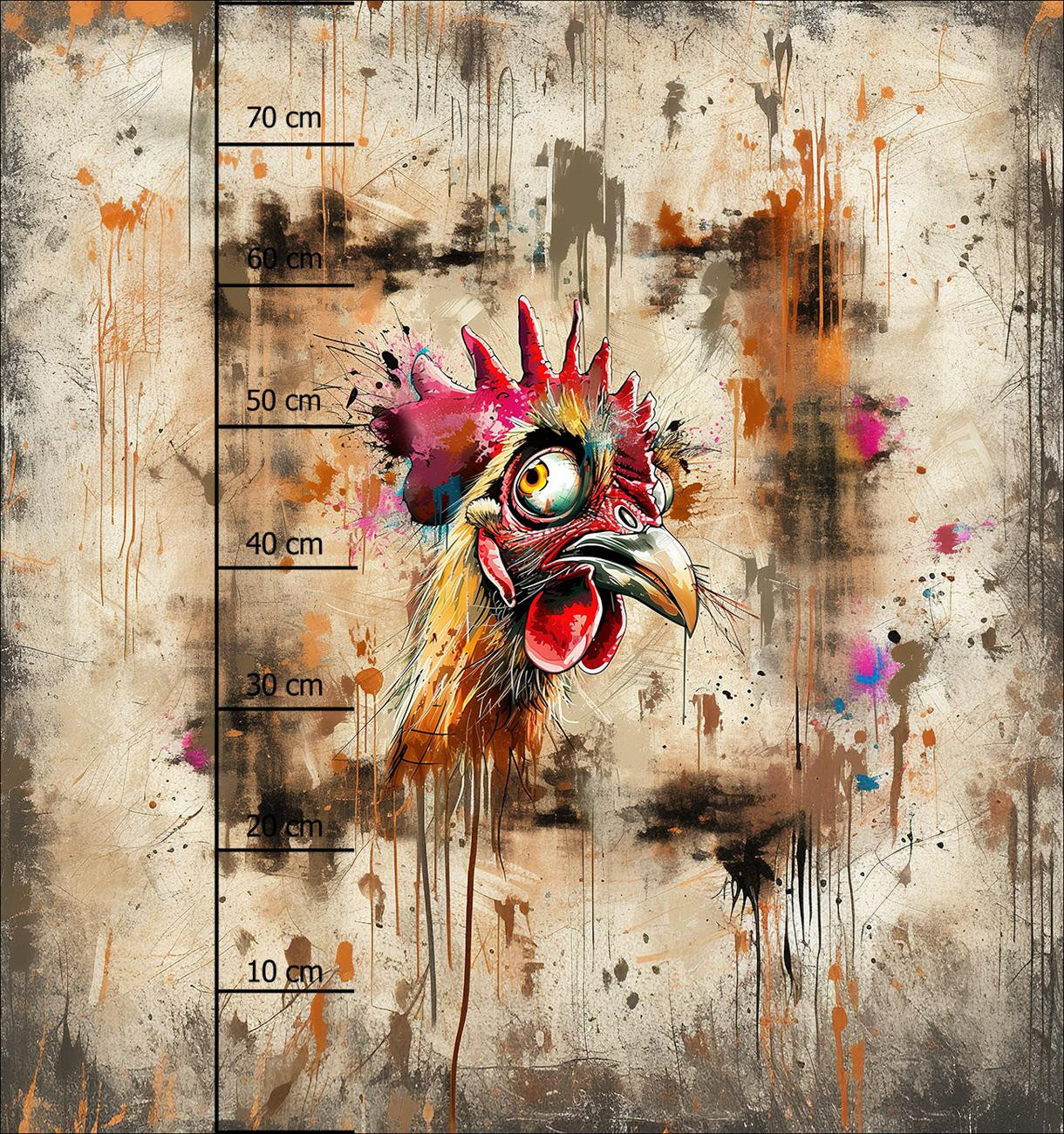 CRAZY CHICKEN  - panel (75cm x 80cm) dzianina pętelkowa