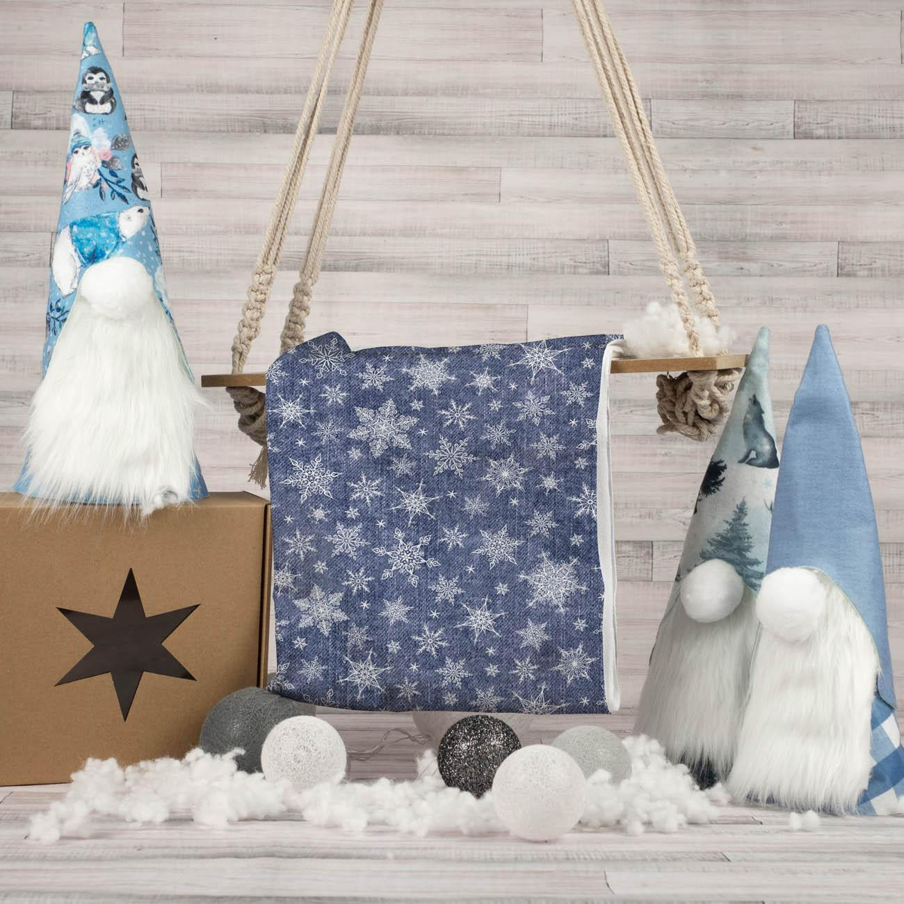 ŚNIEŻYNKI WZ.2 / ACID WASH GRANATOWY - dresówka pętelkowa