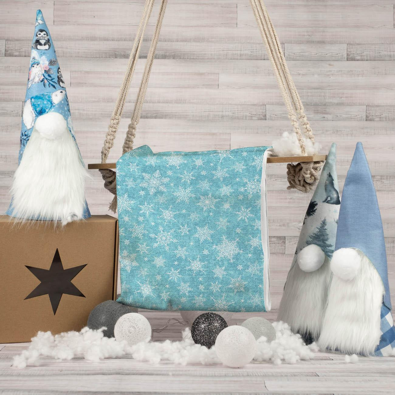 ŚNIEŻYNKI WZ.2 / ACID WASH MORSKI  - dresówka pętelkowa