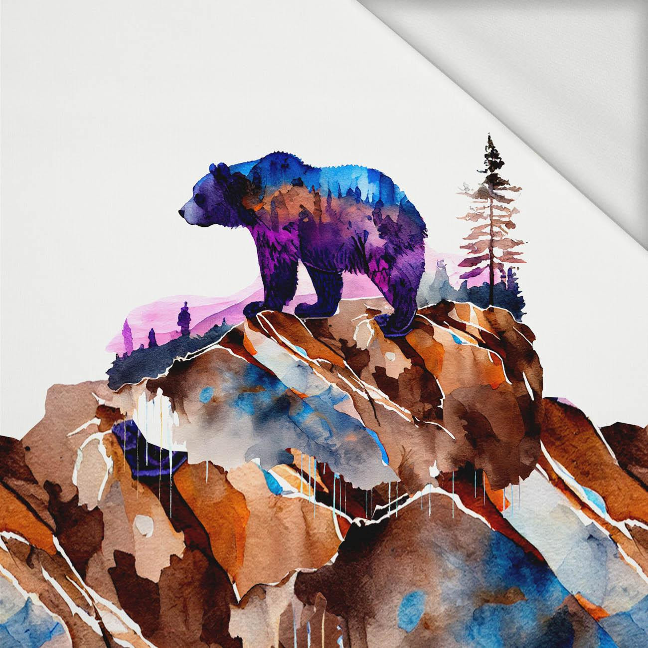 BEAR ON A ROCK - panel (75cm x 80cm) dzianina pętelkowa