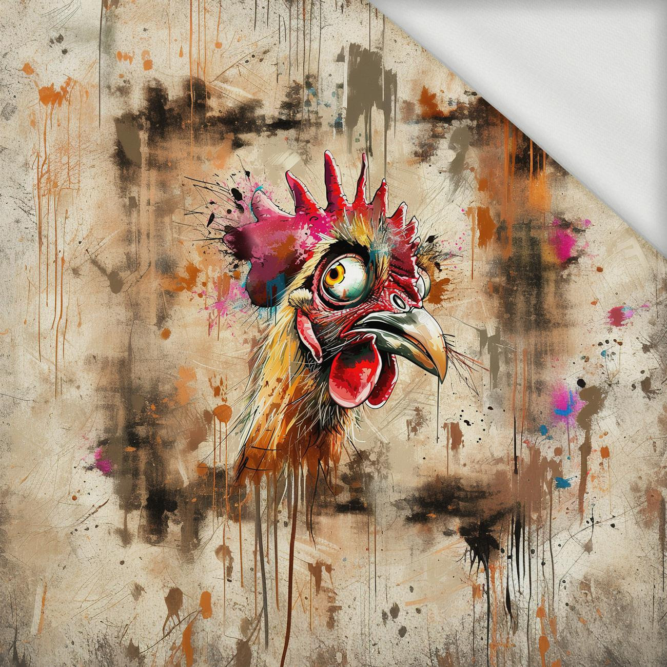 CRAZY CHICKEN - panel (60cm x 50cm) dzianina pętelkowa