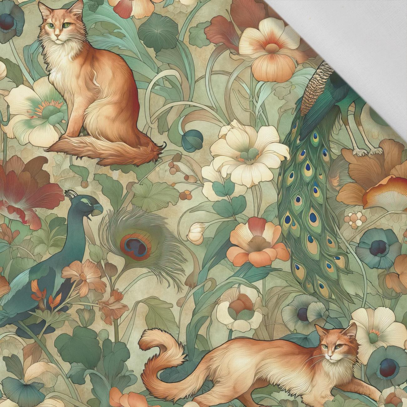 ART NOUVEAU CATS & FLOWERS WZ. 2 - tkanina bawełniana