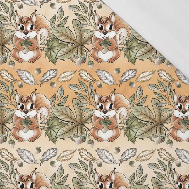 WIEWIÓRKI I LIŚCIE wz. 2 (JESIEŃ W LESIE) - single jersey z elastanem 