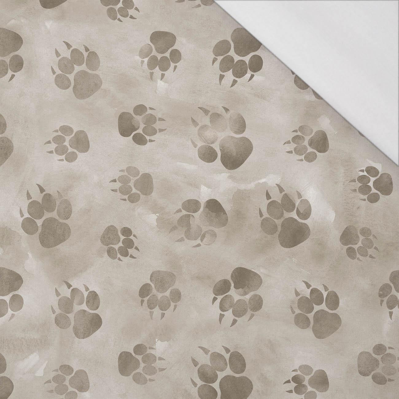 ŚLADY / beżowy (PANTERY ŚNIEŻNE) - single jersey z elastanem 