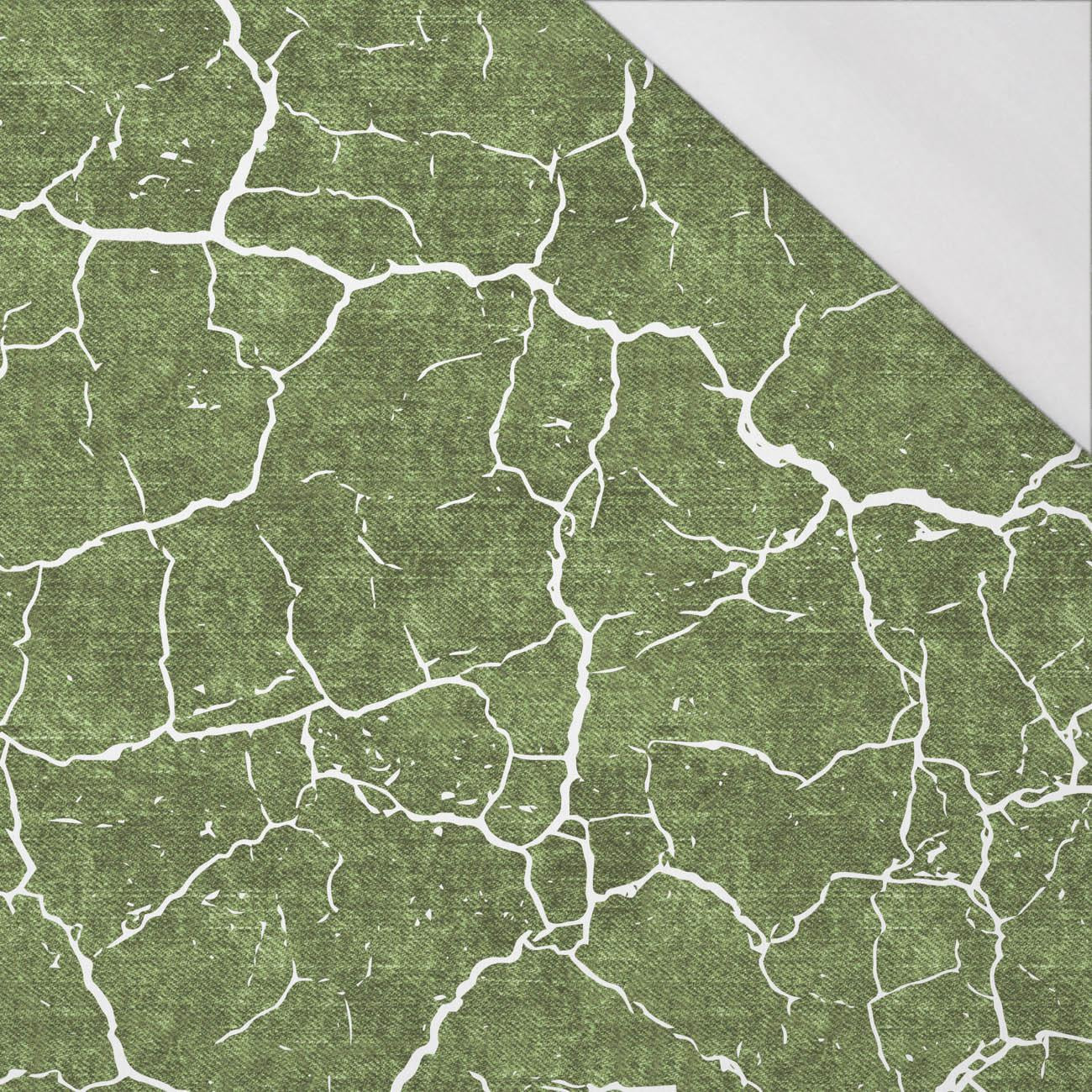 SPĘKANA ZIEMIA (biała) /  ACID WASH (oliwkowy) - single jersey z elastanem 