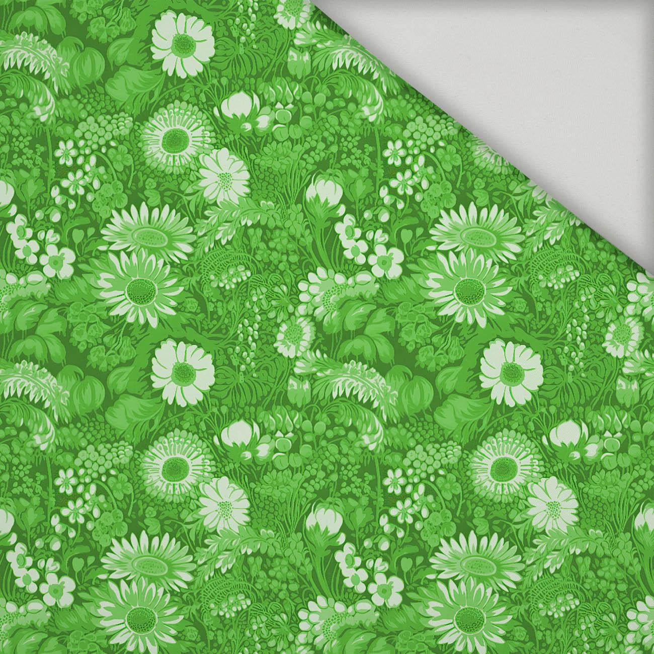 LIME GREEN / FLOWERS - tkanina szybkoschnąca