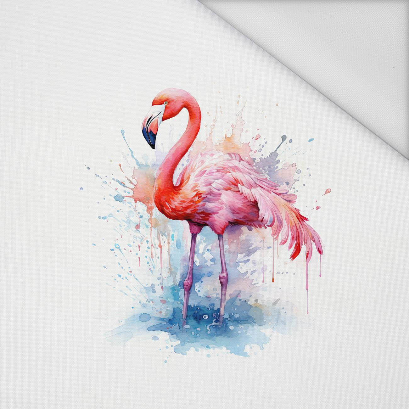 WATERCOLOR FLAMINGO - PANEL (60cm x 50cm) tkanina wodoodporna