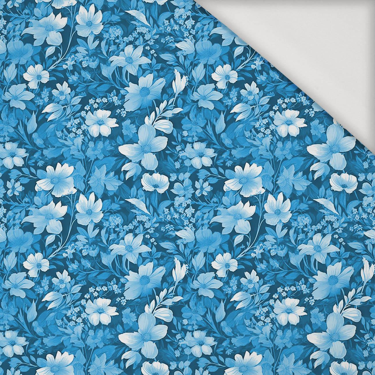 TRANQUIL BLUE / FLOWERS - Jersey wiskozowy