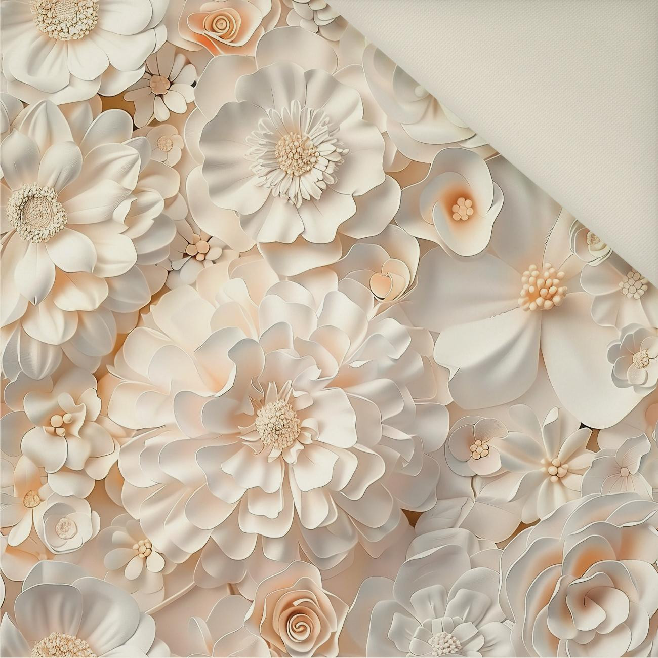 WHITE FLOWERS WZ. 4- Welur tapicerski