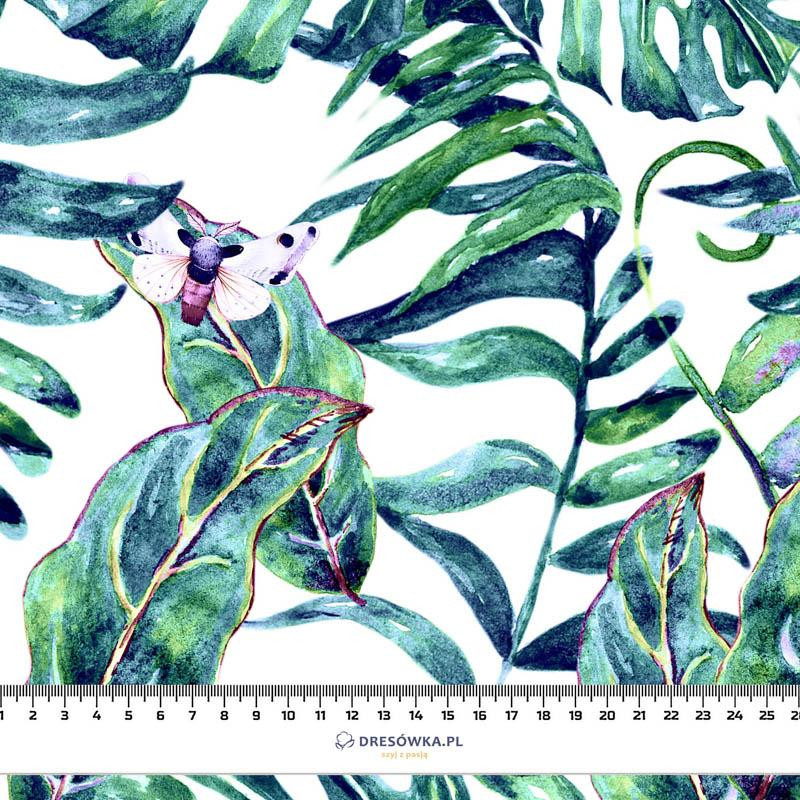 LIŚCIE I OWADY WZ. 3 (TROPIKALNA NATURA) / biały - Muślin bawełniany