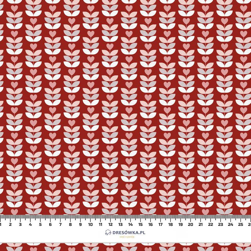 MIŁOSNE TULIPANY / czerwony (WALENTYNKOWE SERCA) - single jersey z elastanem 