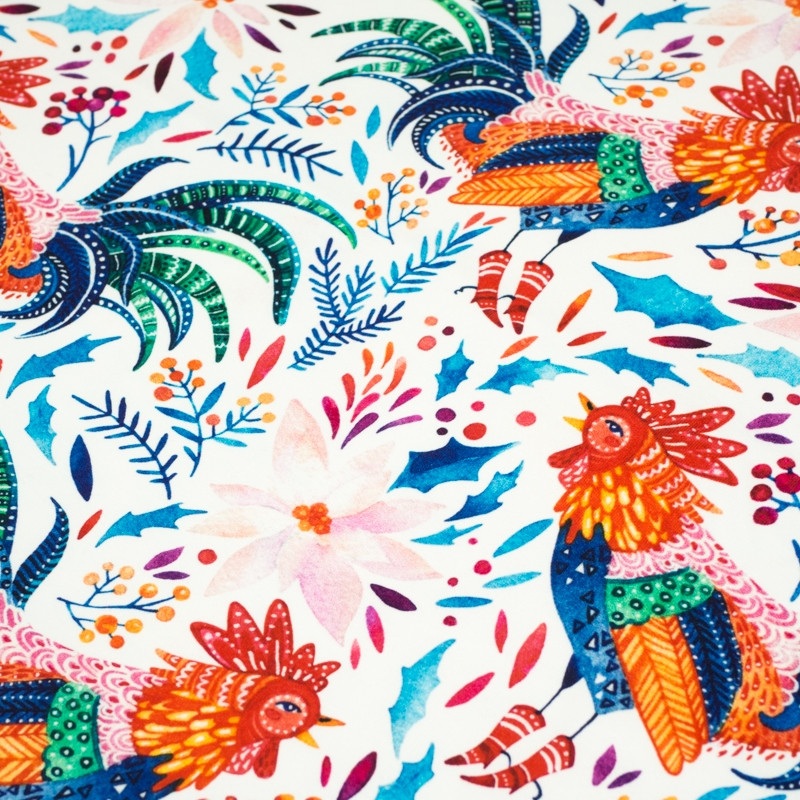 KOGUTY / biały - dresówka pętelkowa SP250