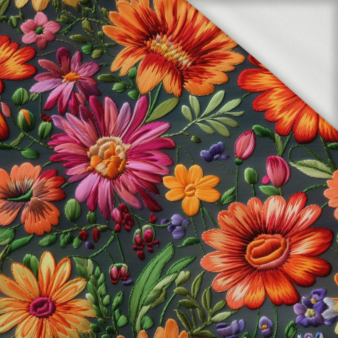 FLOWERS 3D WZ. 2 - dresówka pętelkowa