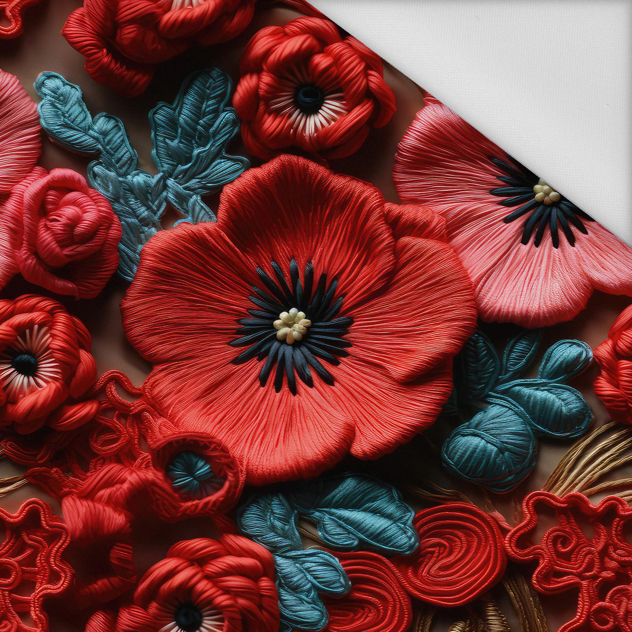 FLOWERS 3D WZ. 6 - tkanina wodoodporna