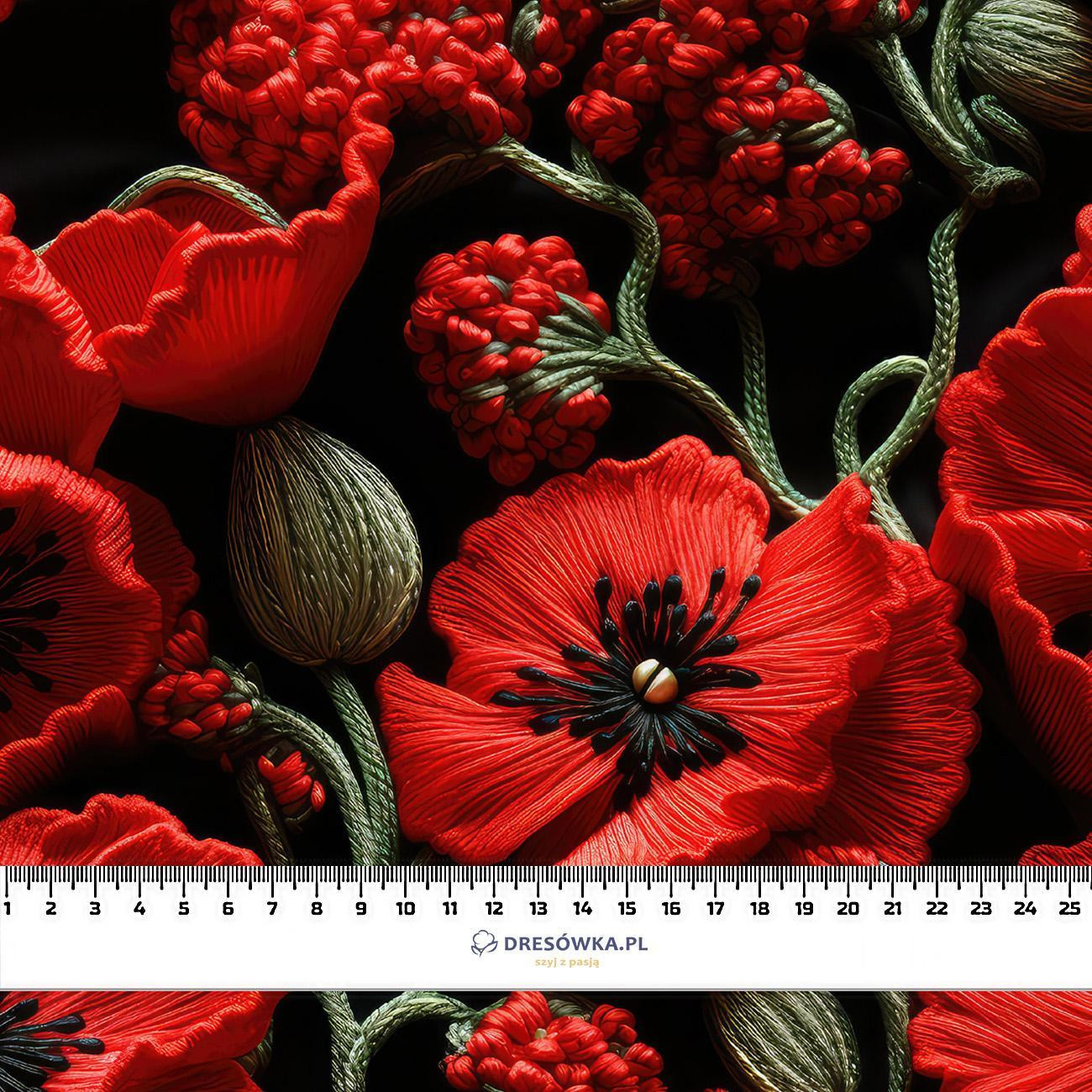 FLOWERS 3D WZ. 7 - dzianina pętelkowa z elastanem ITY
