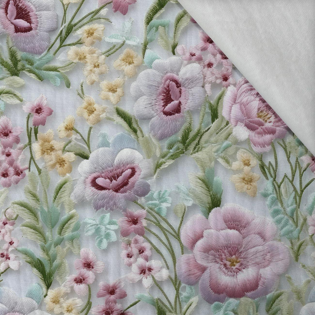 FLOWERS 3D WZ. 8 - Muślin bawełniany