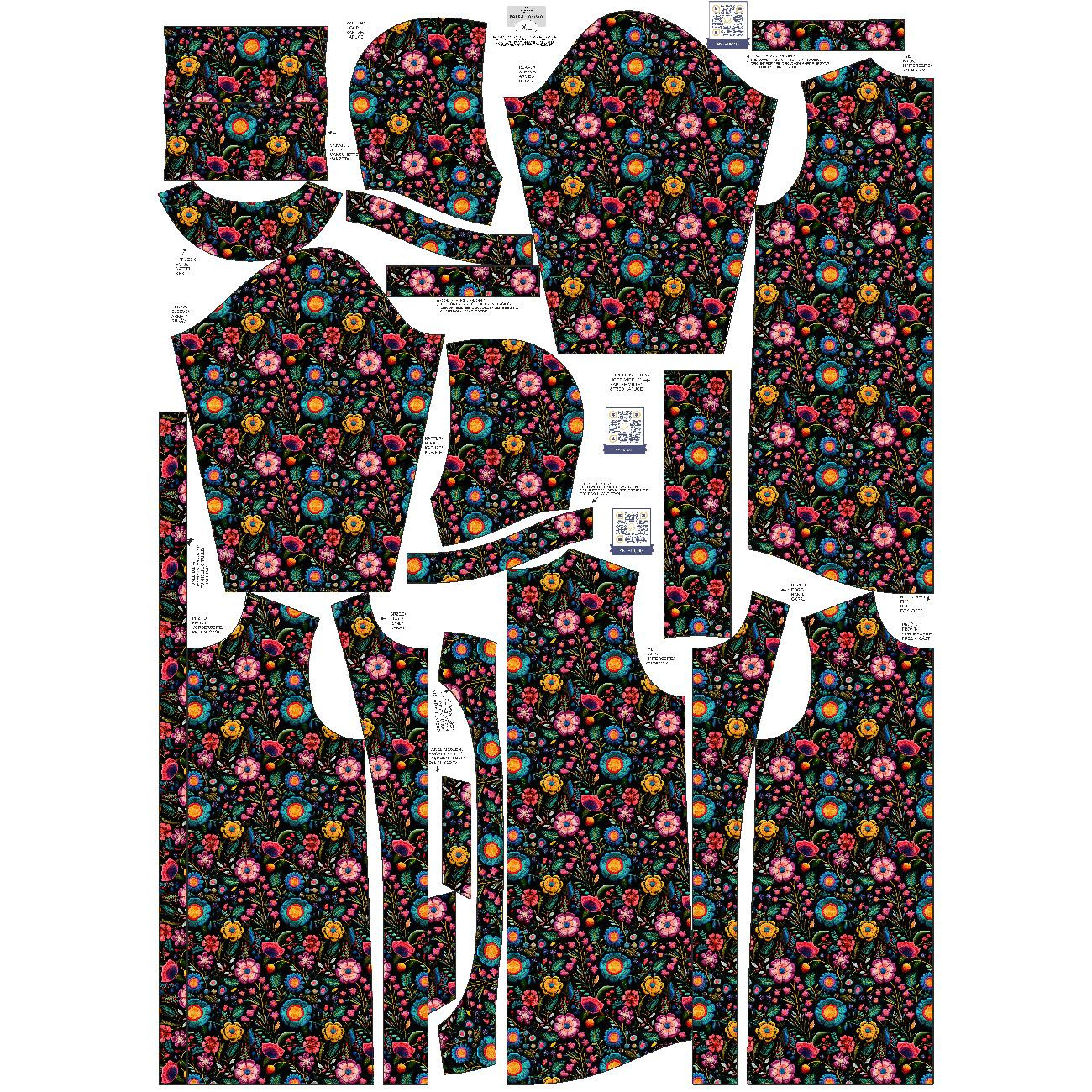 PARKA DAMSKA (ANNA) - FLOWERS 3D WZ. 9 -  zestaw do uszycia