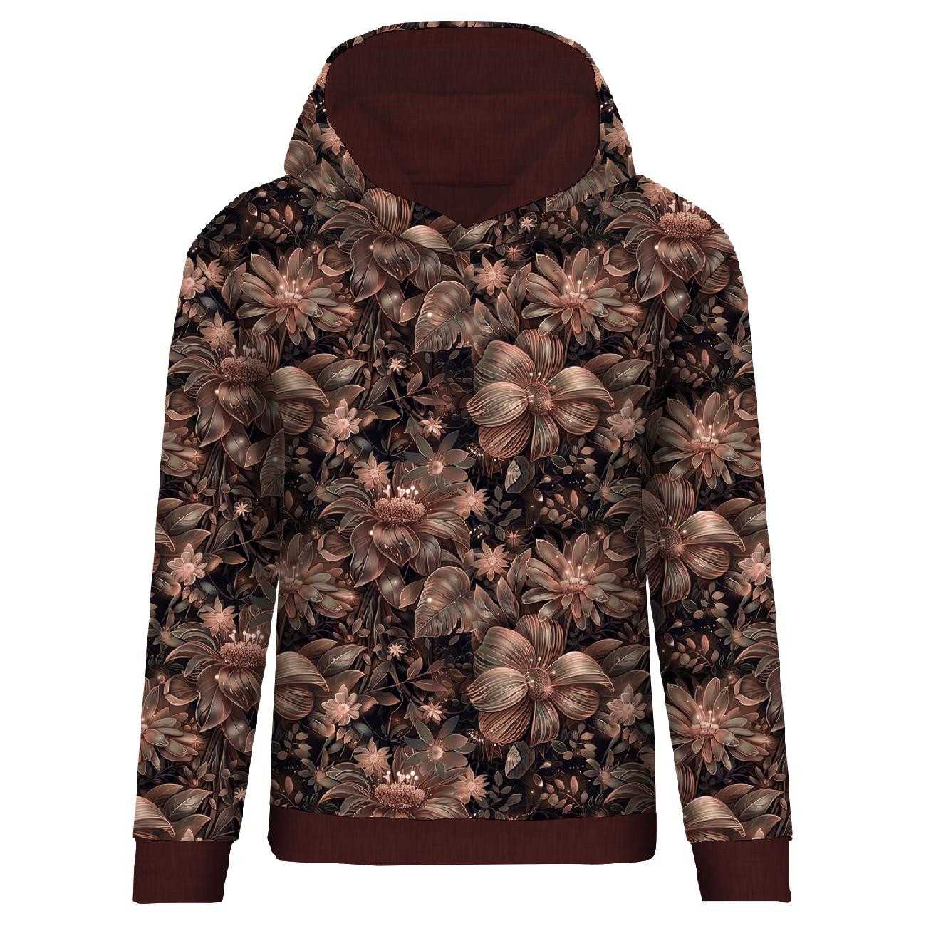 BLUZA DAMSKA (POLA) CLASSIC Z KAPTUREM - FLOWERS WZ.10/ Mocha Mousse - zestaw do uszycia