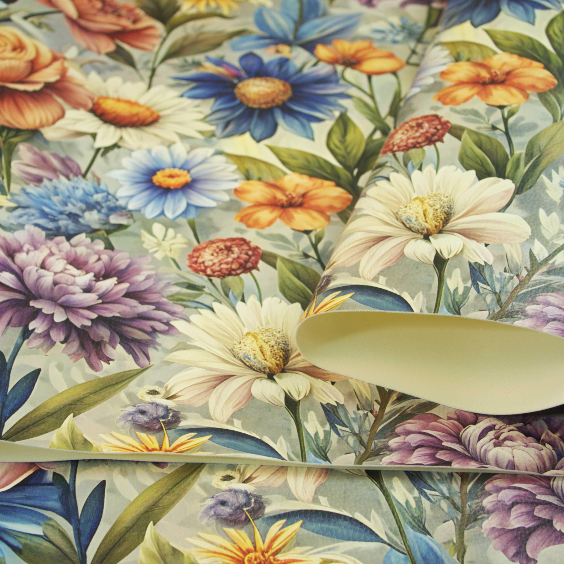 FLOWERS wz.15 (46 cm x 50 cm) - gruba ekoskóra tłoczona