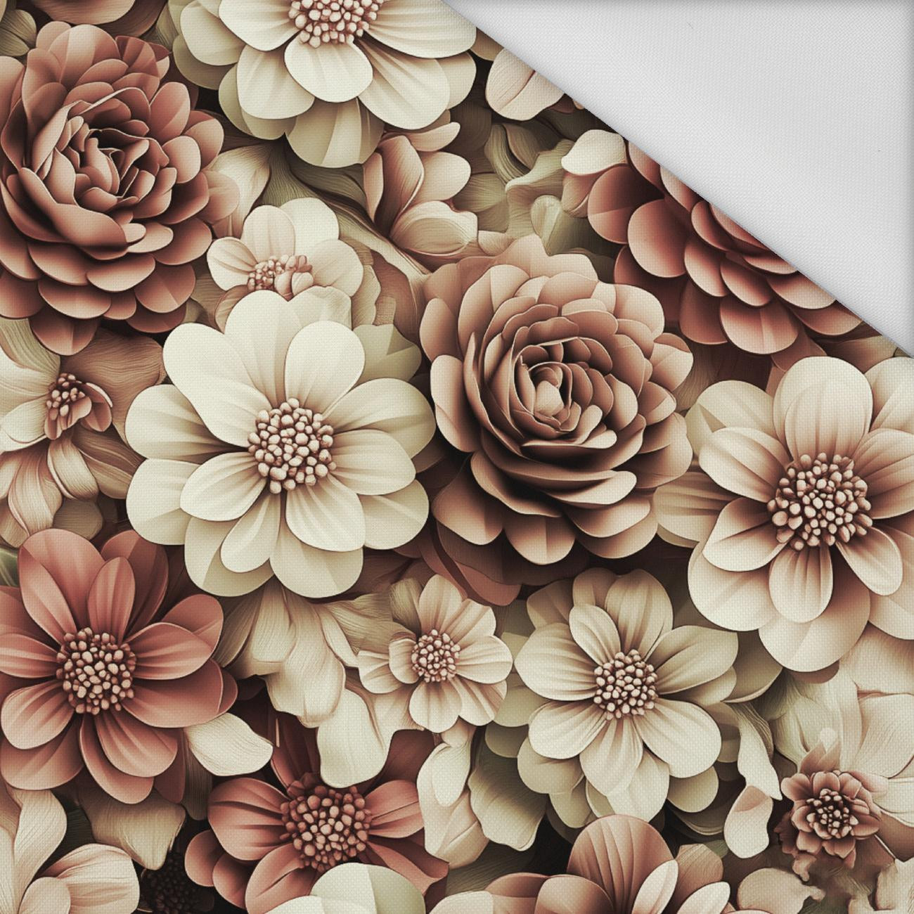 FLOWERS WZ.3/ Mocha Mousse  - tkanina wodoodporna