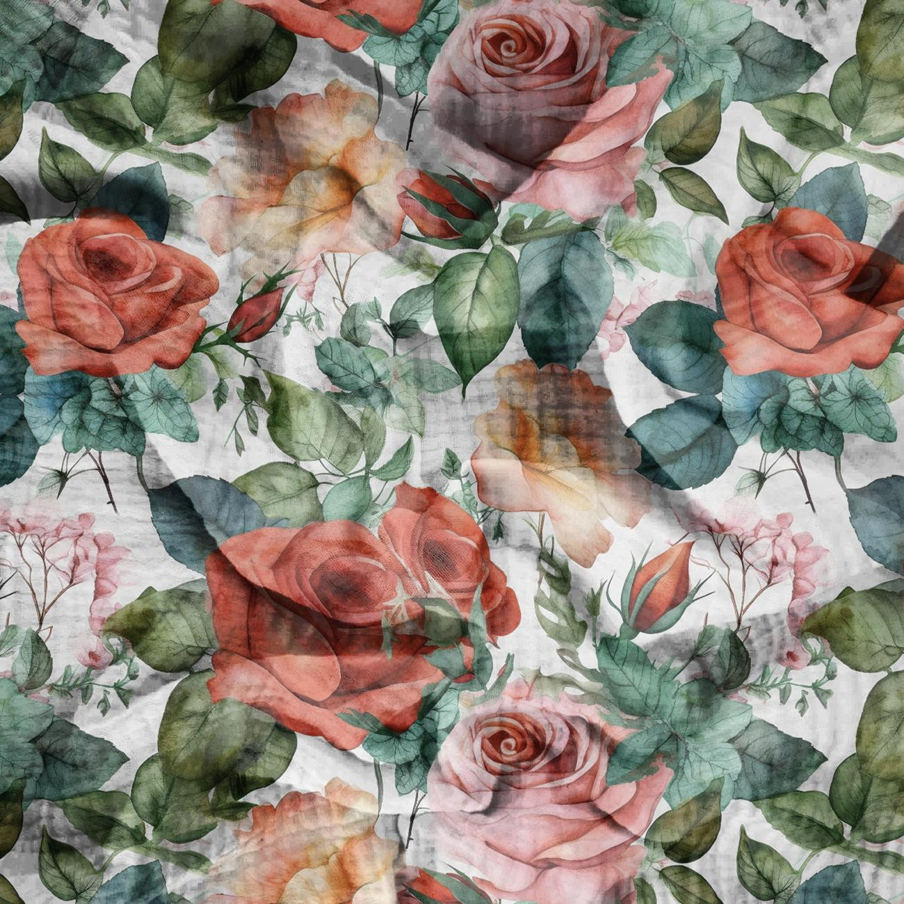 FLOWERS WZ.45 - Muślin bawełniany