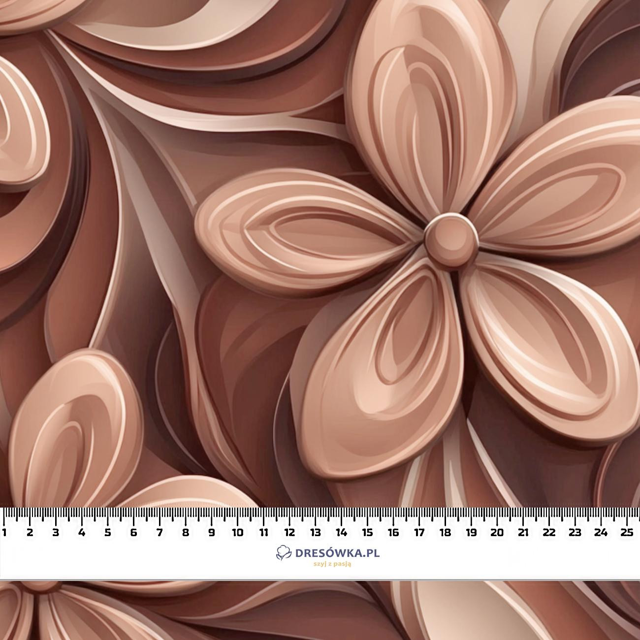 FLOWERS WZ.4/ Mocha Mousse  - tkanina wodoodporna