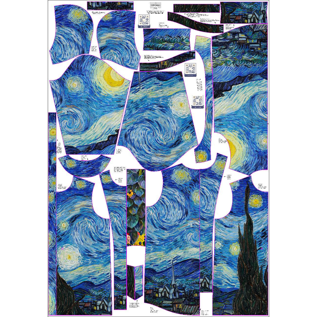 PARKA DAMSKA (ANNA) - GWIAŹDZISTA NOC (Vincent van Gogh) - zestaw do uszycia