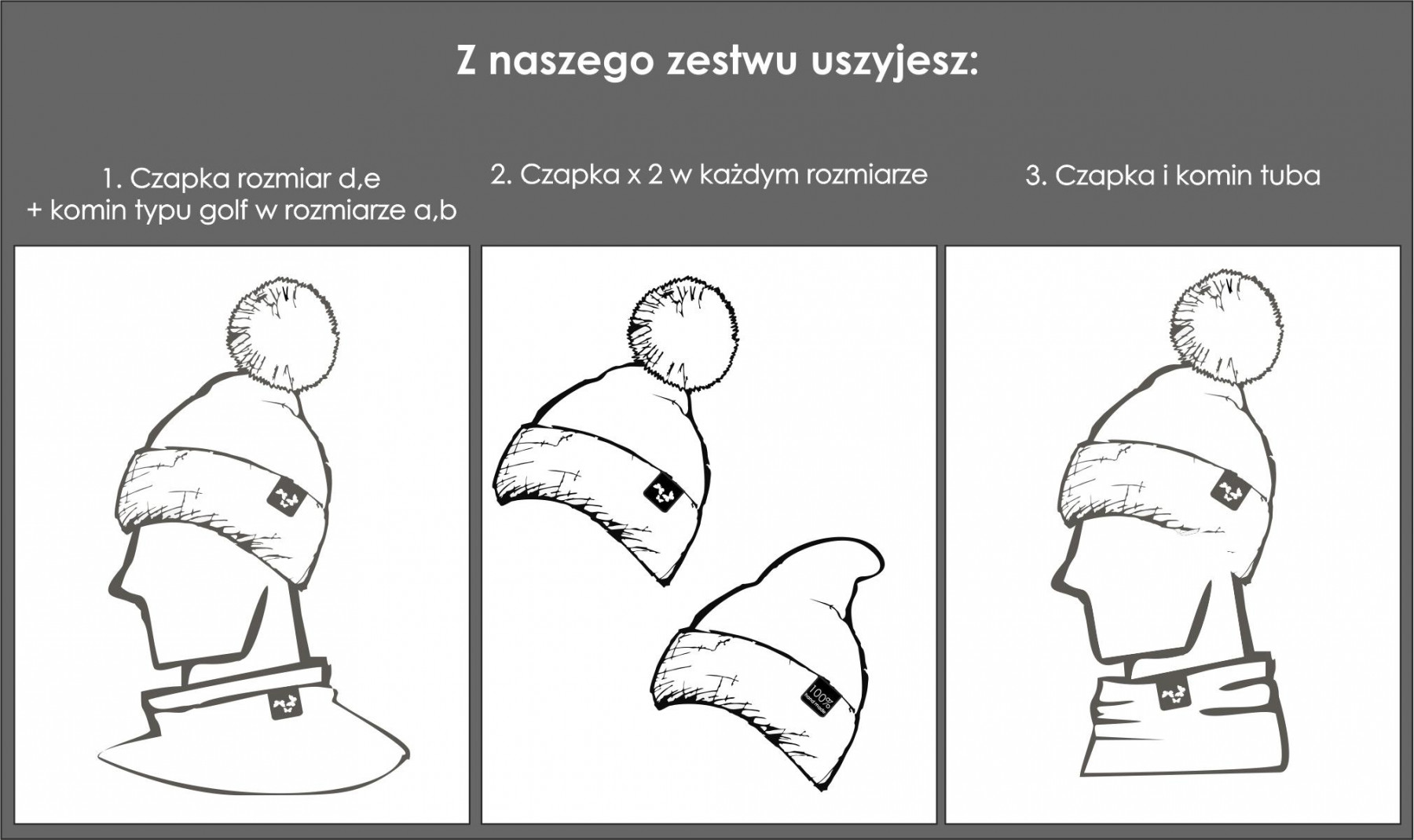 JEANS / lis - Zestaw kreatywny do uszycia czapki i komina