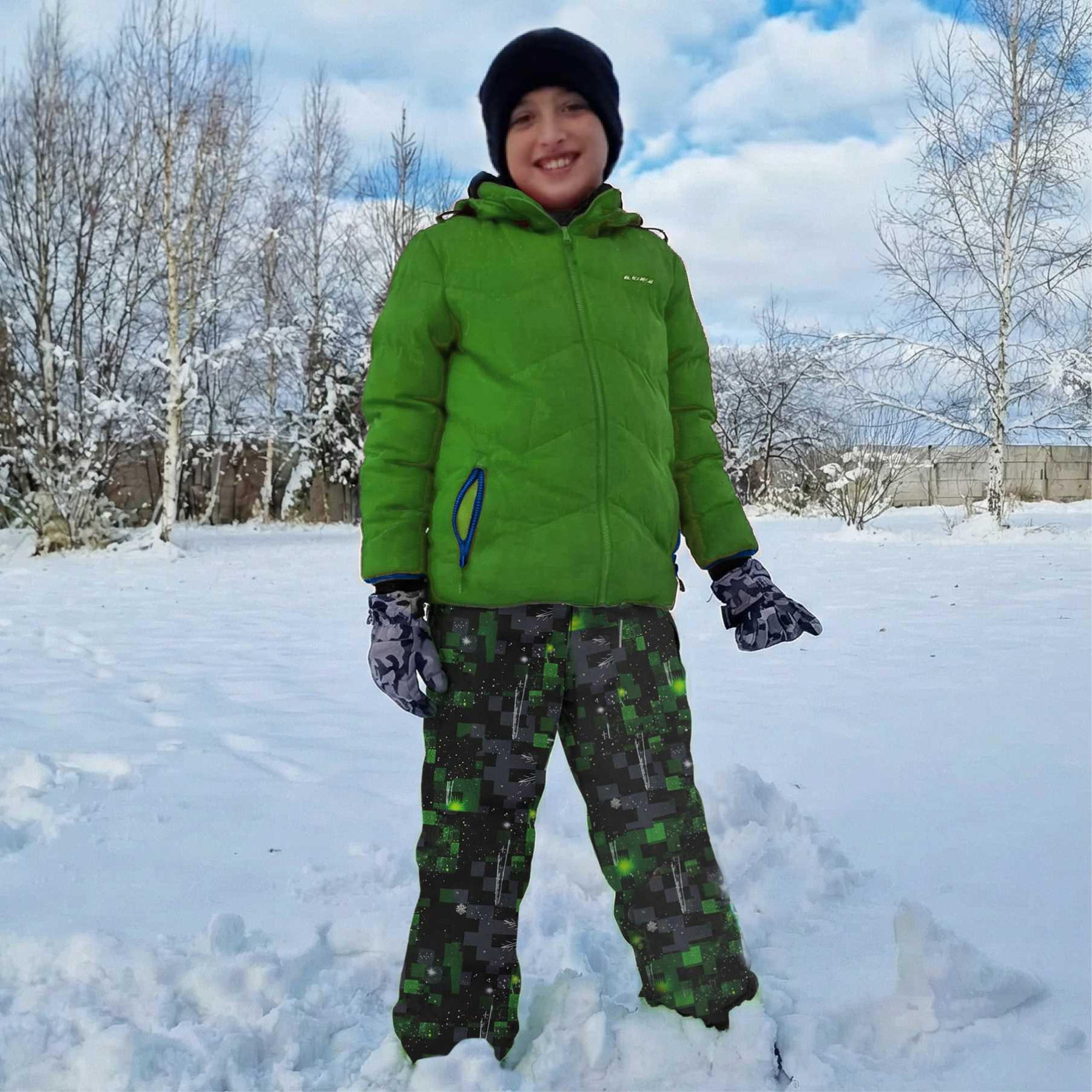 DZIECIĘCE SPODNIE Z SOFTSHELLU (YETI) - WINTER PIXEL WZ.2 - zestaw do uszycia