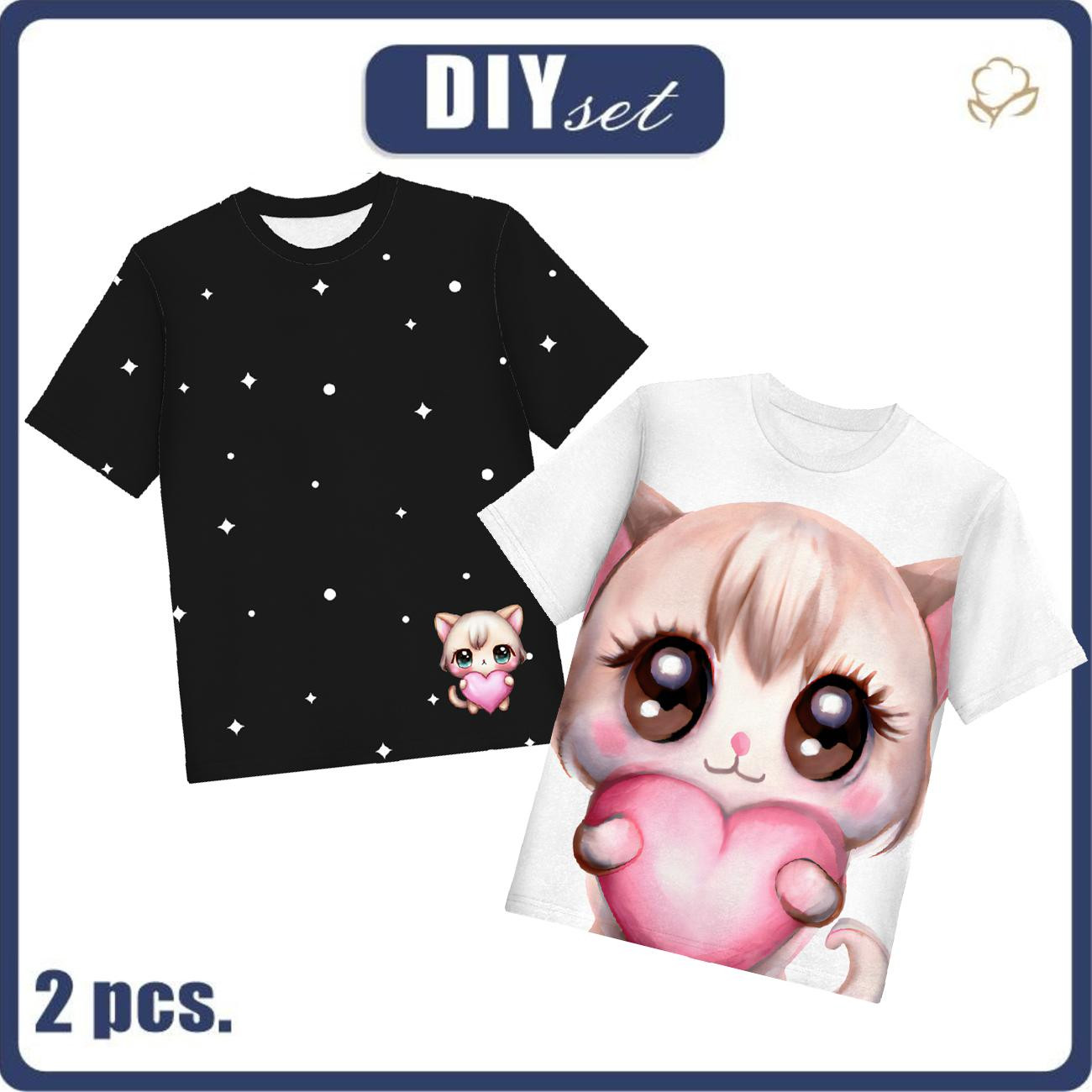 2-PACK - T-SHIRT DZIECIĘCY - SWEET CATS WZ. 3 - ZESTAW DO USZYCIA