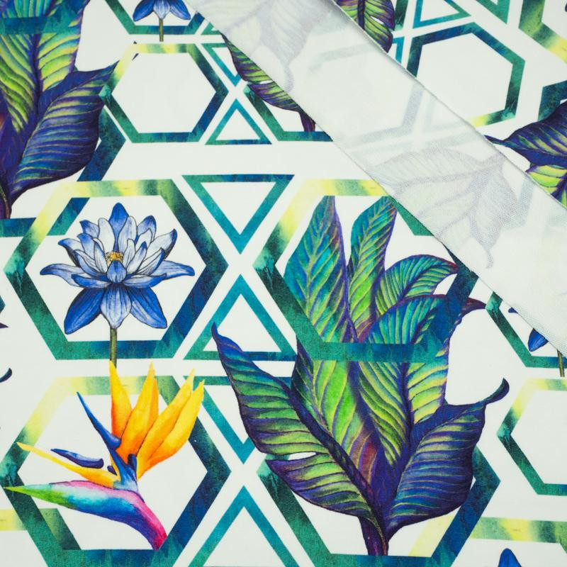 KWIATY W HEKSAGONACH - dresówka pętelkowa SP250