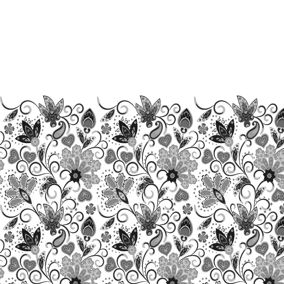 KWIATY (wzór 2 szary) / biały - panel sukienkowy WE210