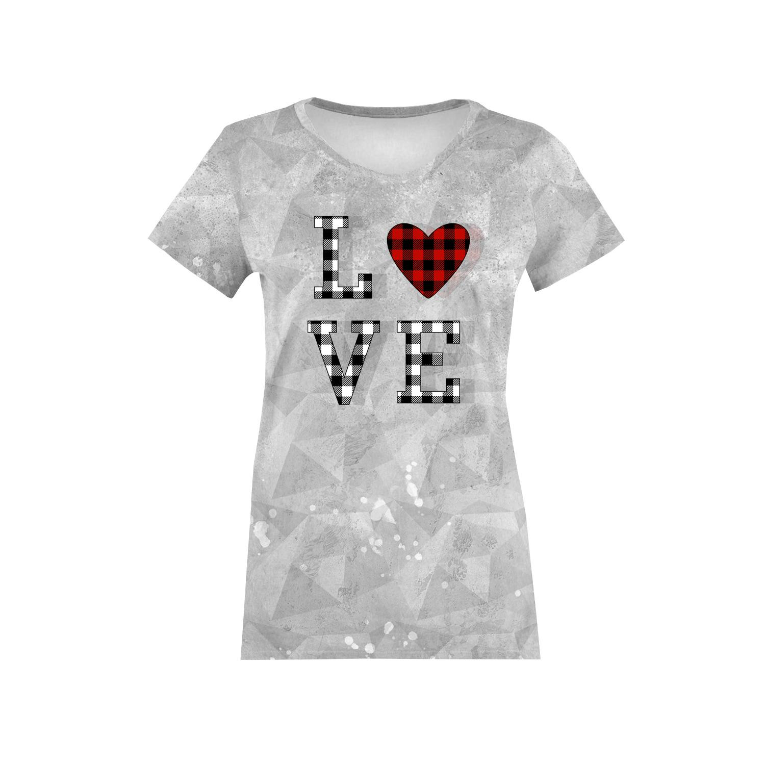 T-SHIRT DAMSKI - LOVE / serce vichy (BE MY VALENTINE) / LÓD - single jersey