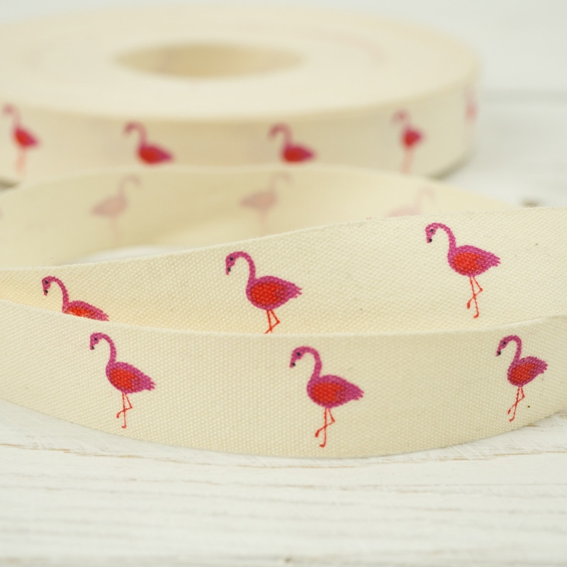 Tasiemka bawełniana we flamingi15mm