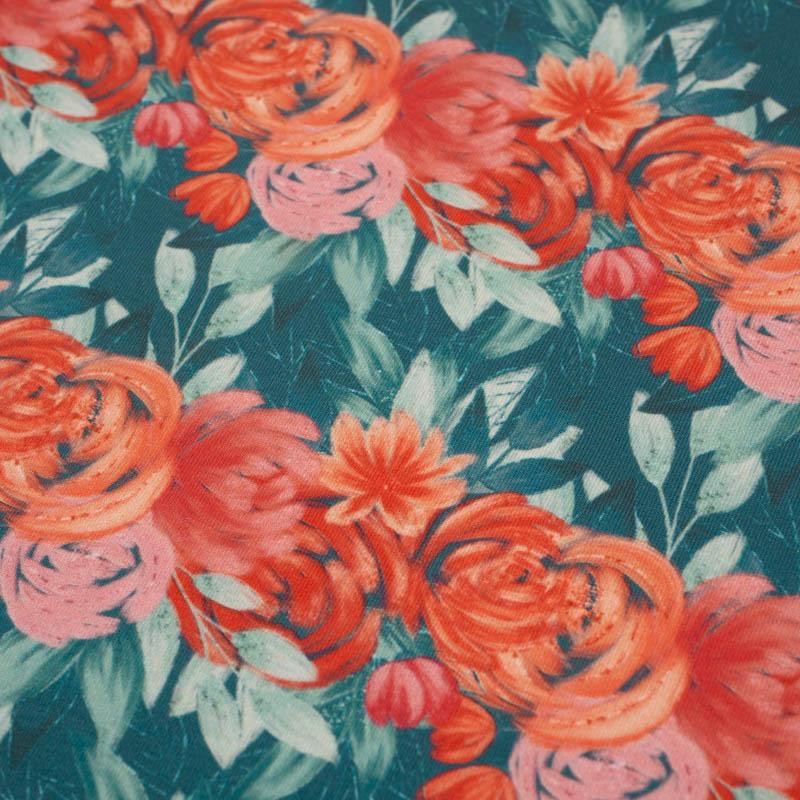 RÓŻE I PIWONIE wz. 5 - single jersey z elastanem 