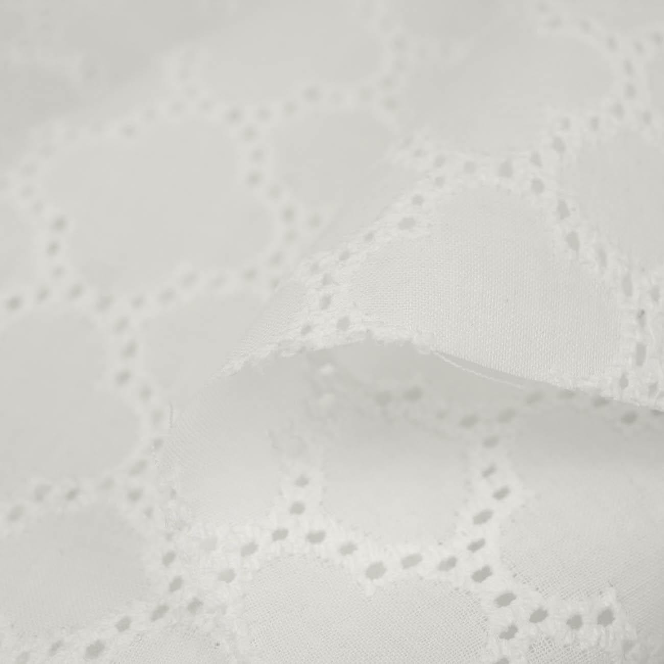 KWIATY / biały - Haftowana tkanina bawełniana