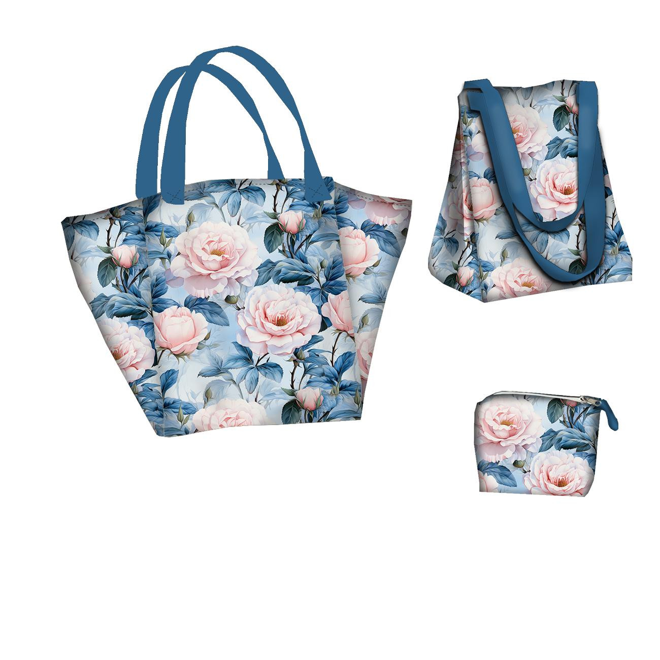 Torba XL z saszetką 2 w 1 - PASTEL FLOWERS WZ.14 - zestaw do uszycia