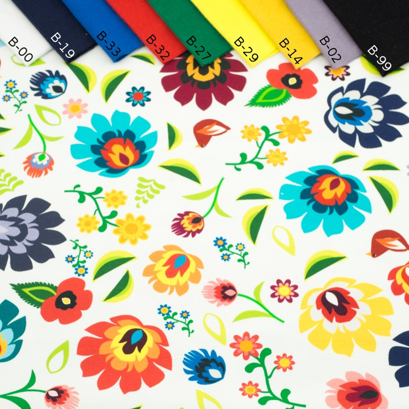 FOLK ŁOWICKI / biały - dresówka pętelkowa SP250