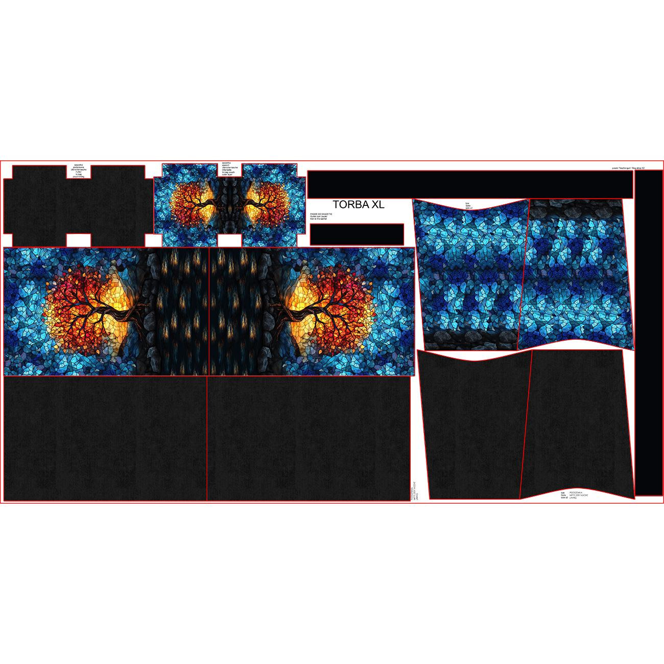Torba XL z saszetką 2 w 1 - STAINED GLASS WZ.6  - zestaw do uszycia