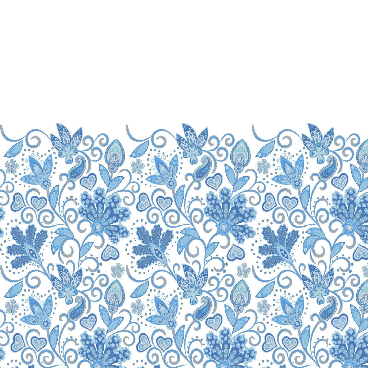 KWIATY (wzór 2 błękitny) / biały - panel sukienkowy TE210